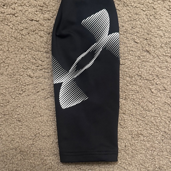 Under Armour ColdGear Kids Youth Fitted Leggings Black White Logo Size YXL - Picture 4 of 5